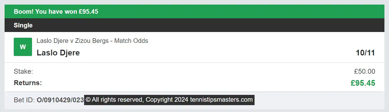 Tennis Tips Masters - Winner 1 - 2024-07-16
