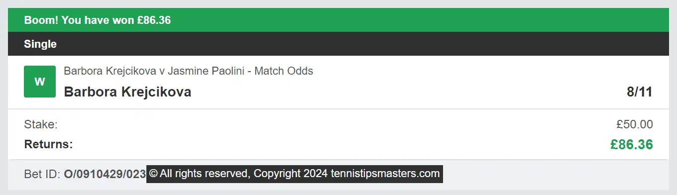 Tennis Tips Masters - Winner 2 - 2024-07-13