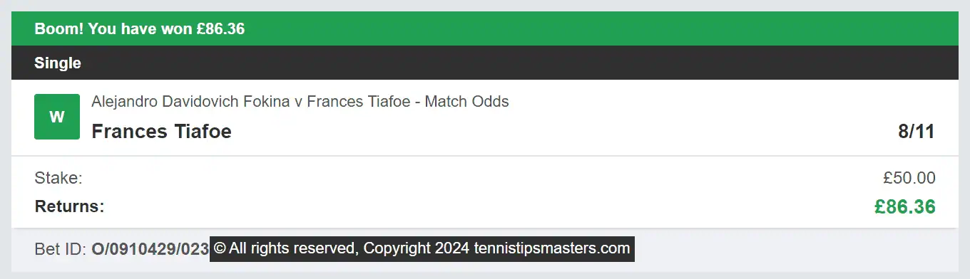 Tennis Tips Masters - Winner 2 - 2024-08-13