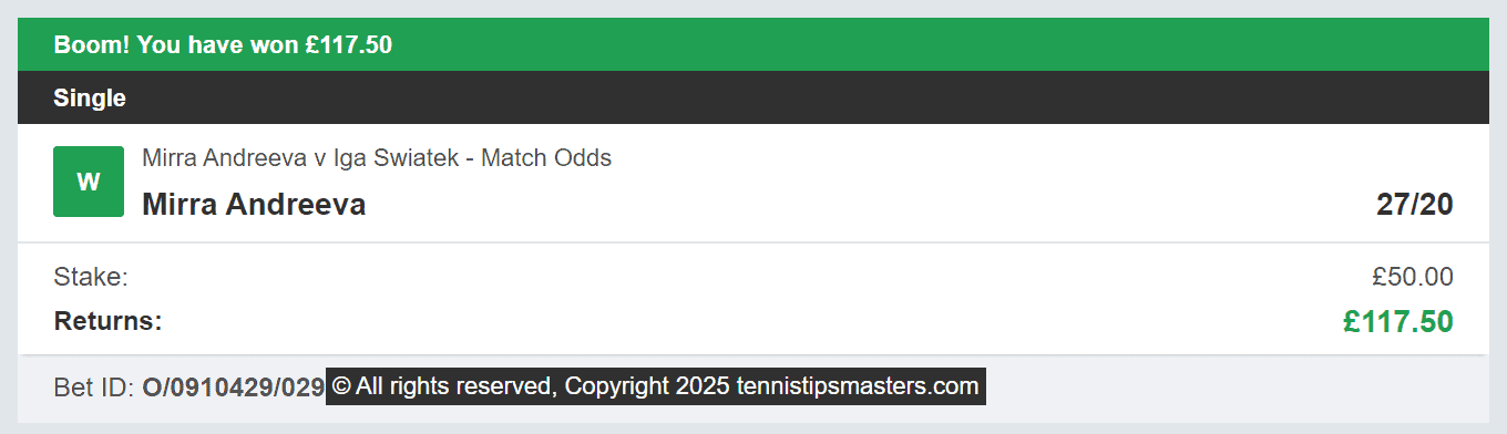 Tennis Tips Masters - Winner 3 - 2025-03-14